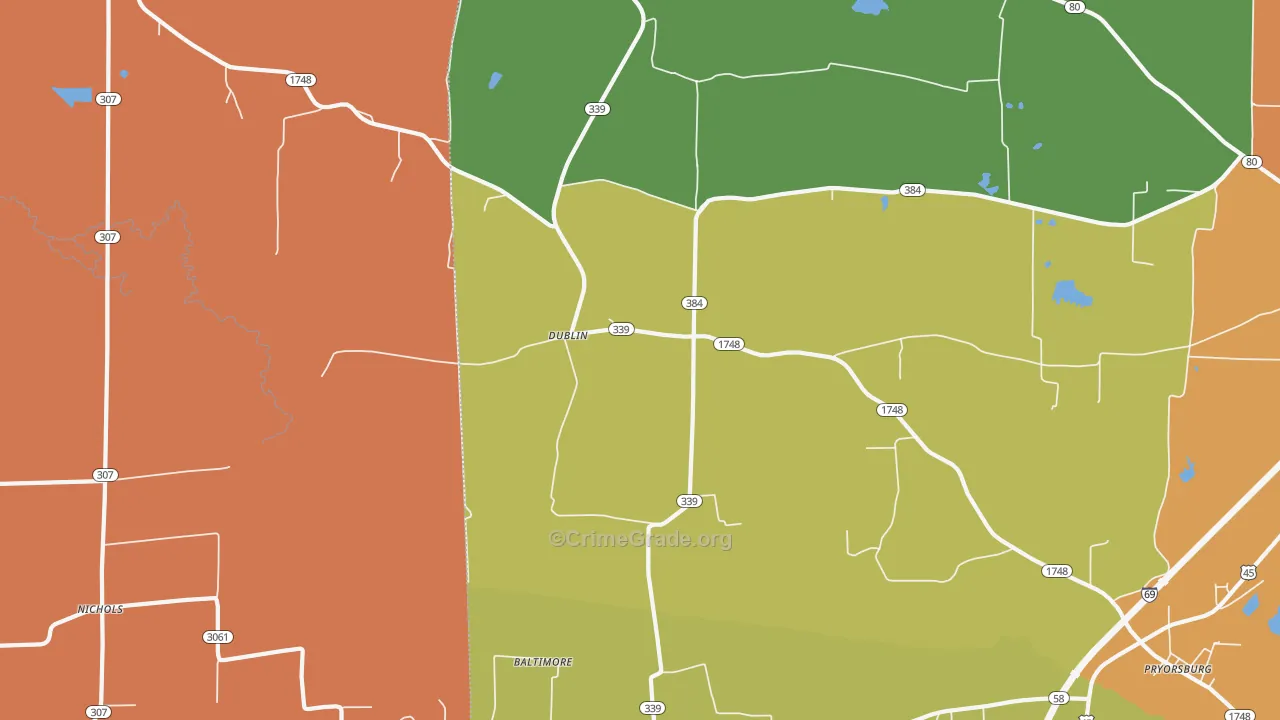 Dublin, KY Map of Theft Rates