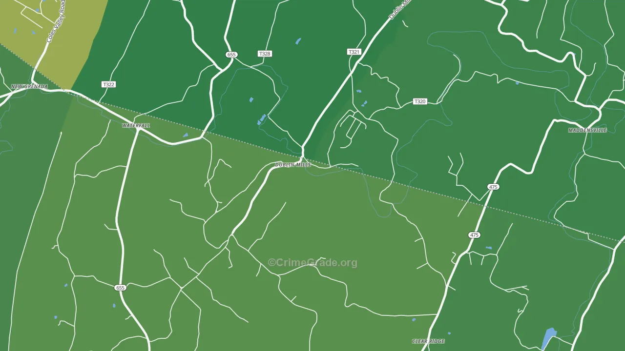 Dublin Mills, PA Map of Theft Rates