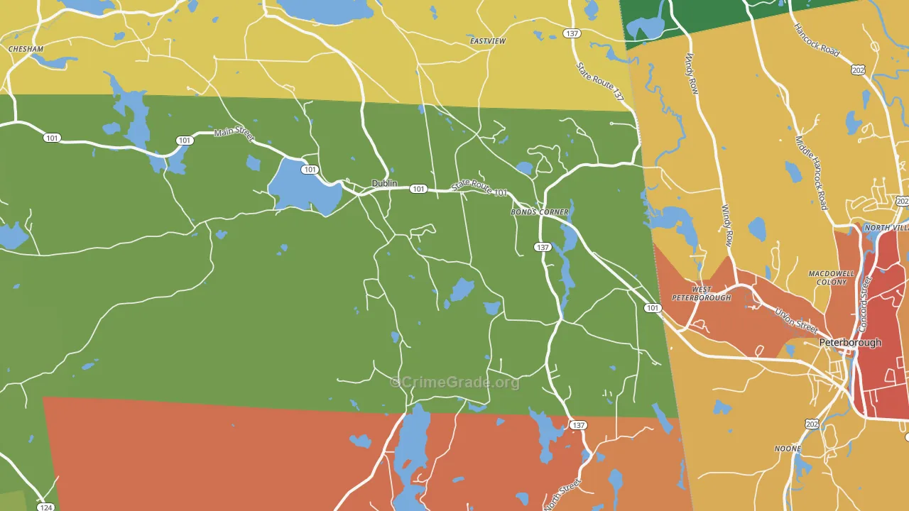 Dublin, NH Map of Theft Rates