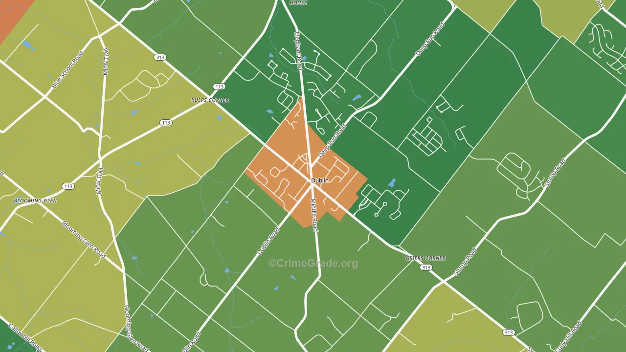 Dublin, PA Map of Theft Rates