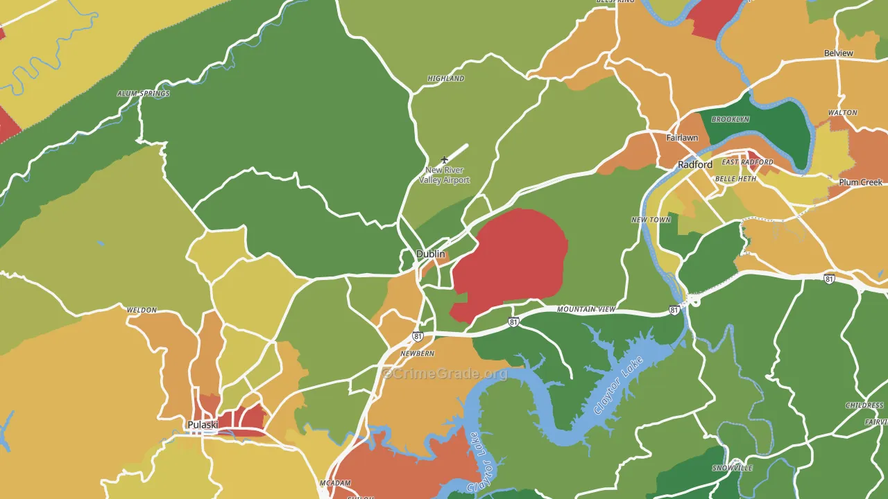 Dublin, VA Map of Theft Rates