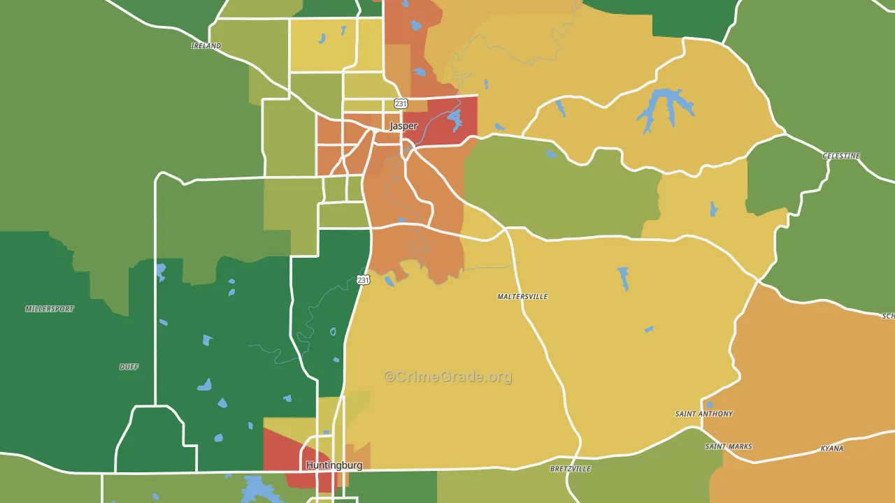 Dubois County, IN Map of Theft Rates