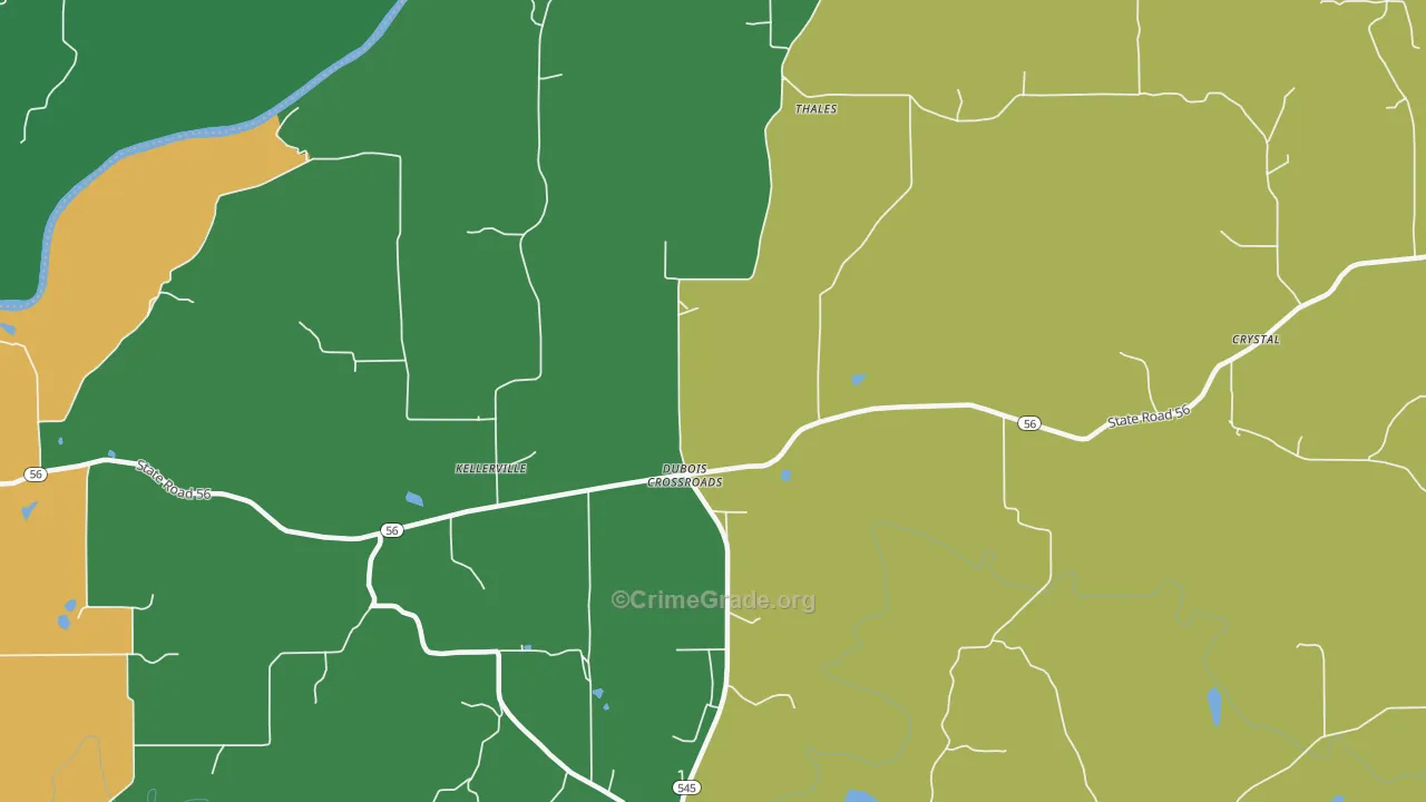 Dubois Crossroads, IN Map of Theft Rates