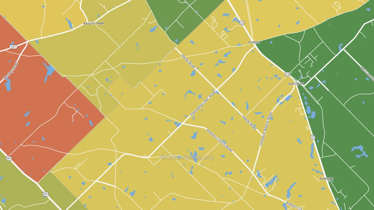 Dubois, GA Map of Theft Rates
