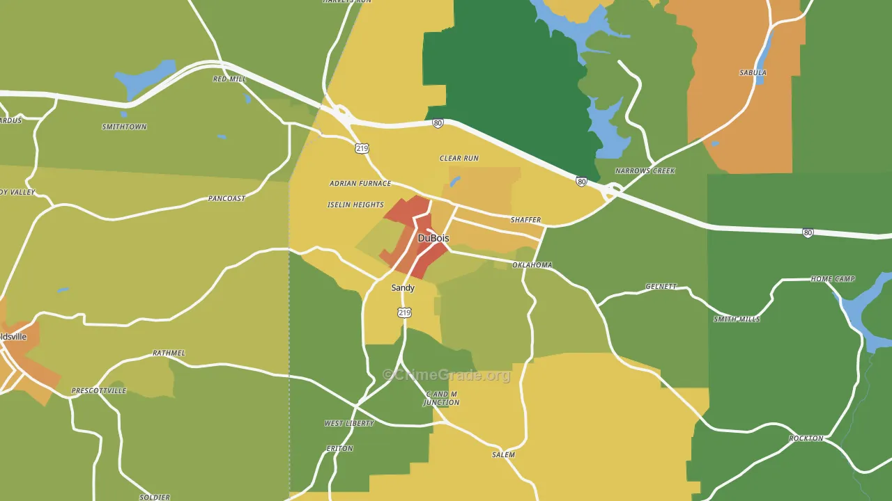 Dubois, PA Map of Theft Rates