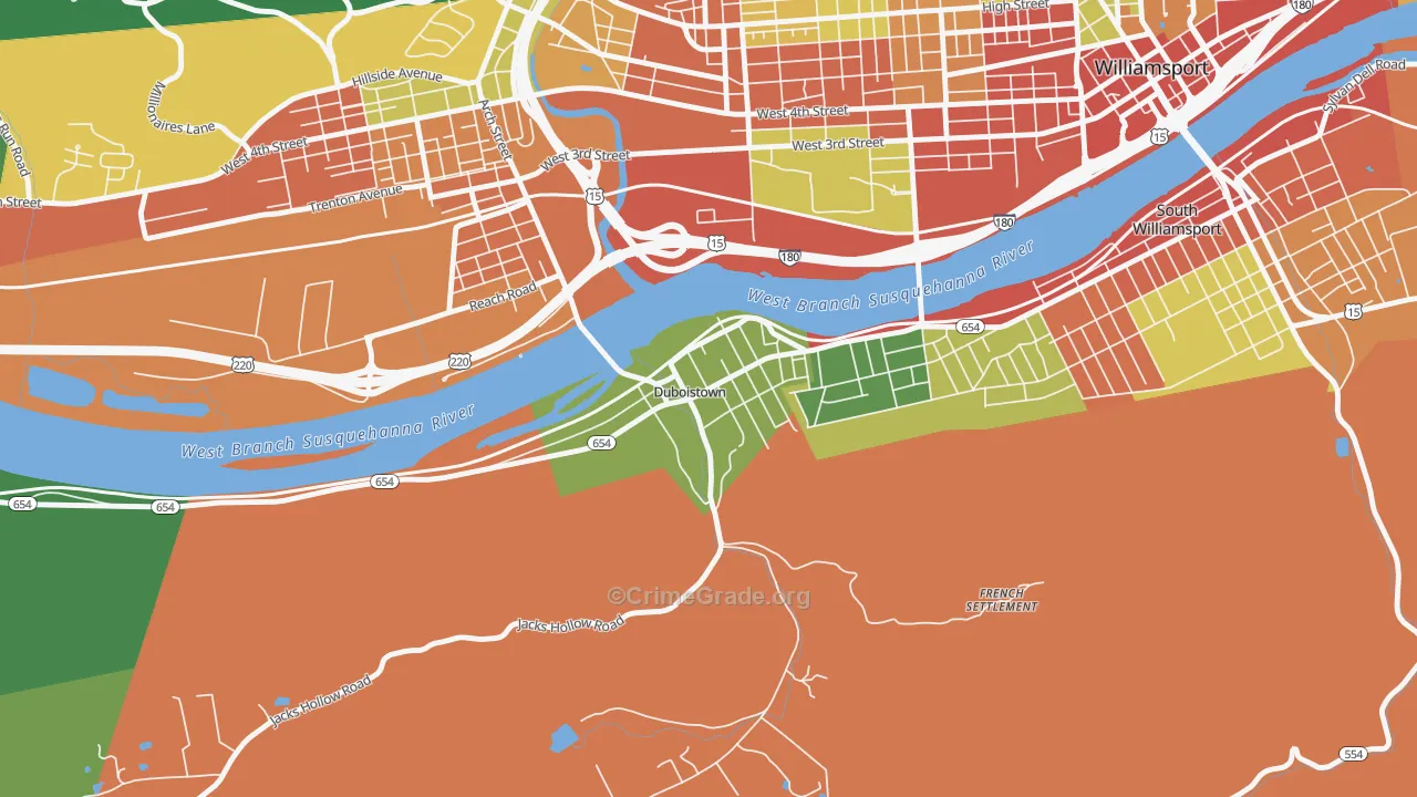 Duboistown, PA Map of Theft Rates