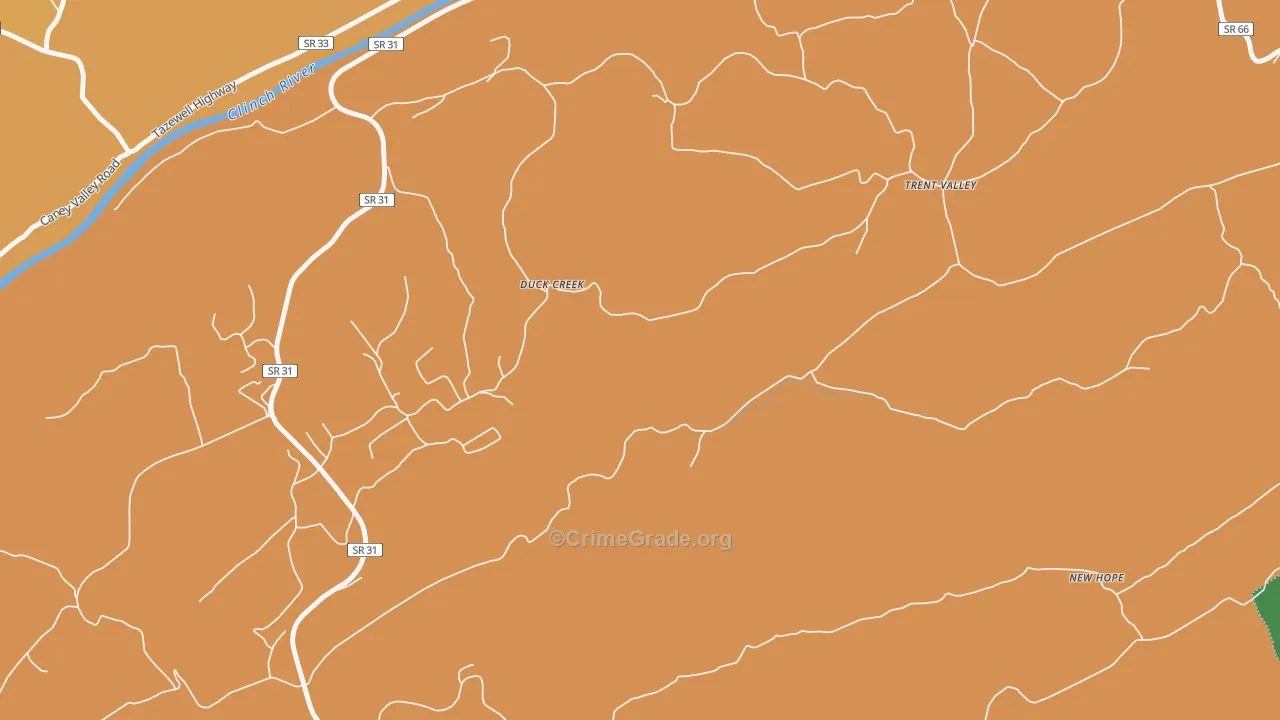 Duck Creek, TN Map of Theft Rates