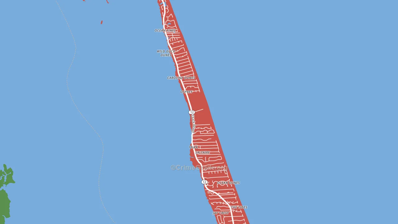 Duck, NC Map of Theft Rates