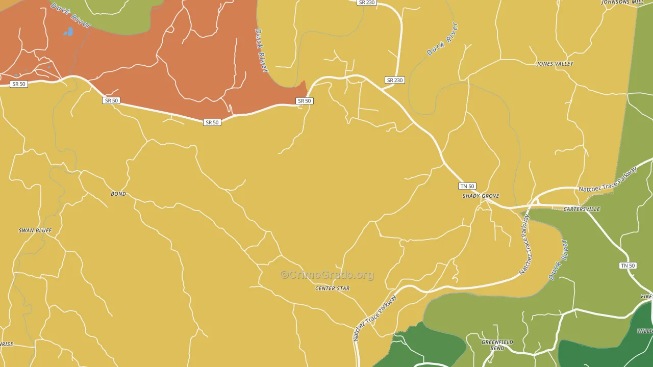 Duck River, TN Map of Theft Rates
