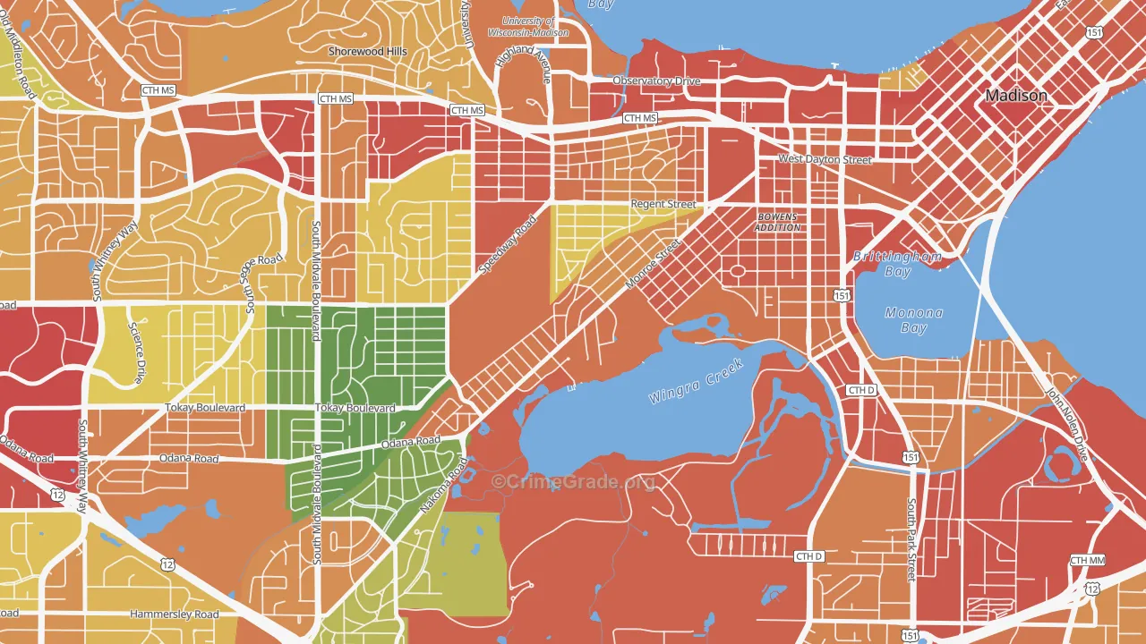 Dudgeon-Monroe, Madison, WI Map of Theft Rates