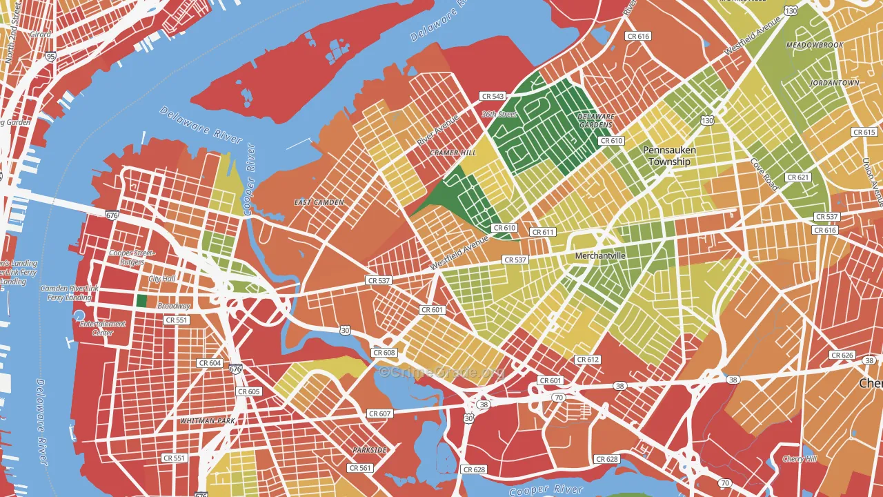 Dudley, Camden, NJ Map of Theft Rates