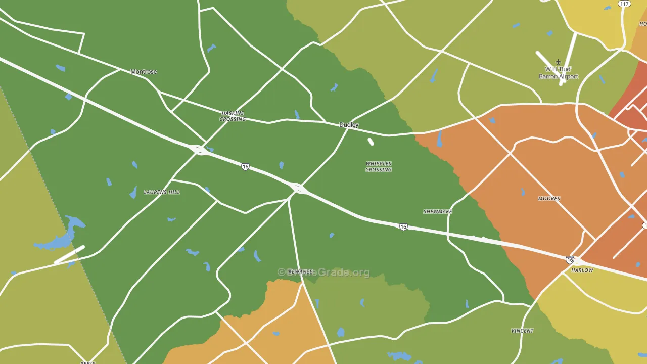 Dudley, GA Map of Theft Rates