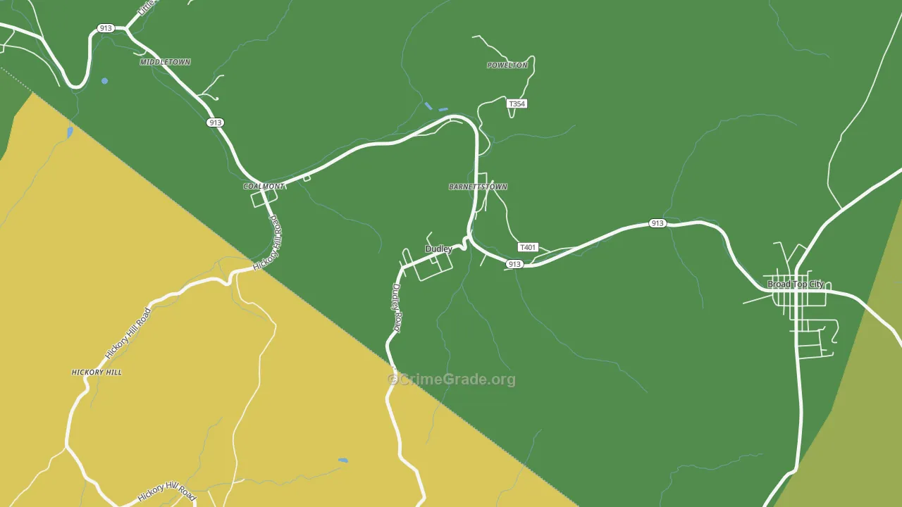Dudley, PA Map of Theft Rates