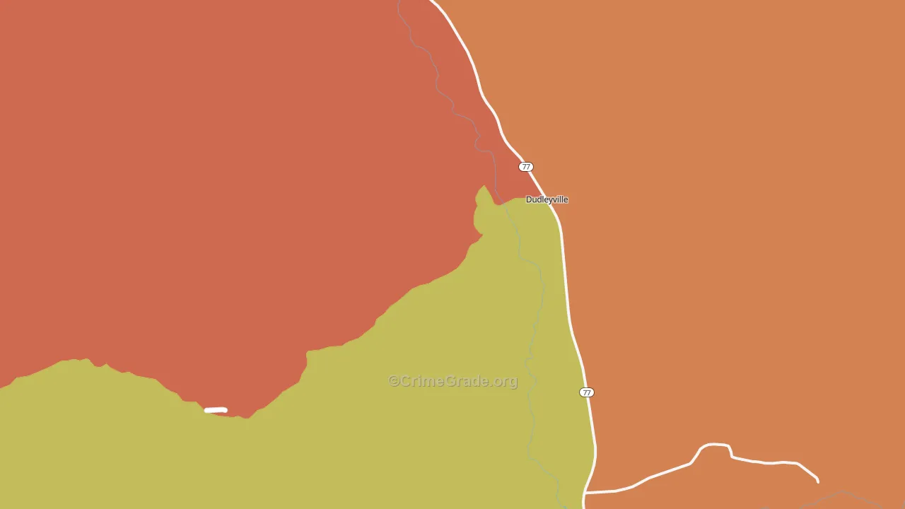 Dudleyville, AZ Map of Theft Rates