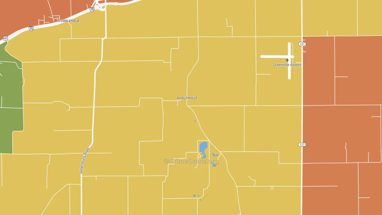 Dudleyville, IL Map of Theft Rates