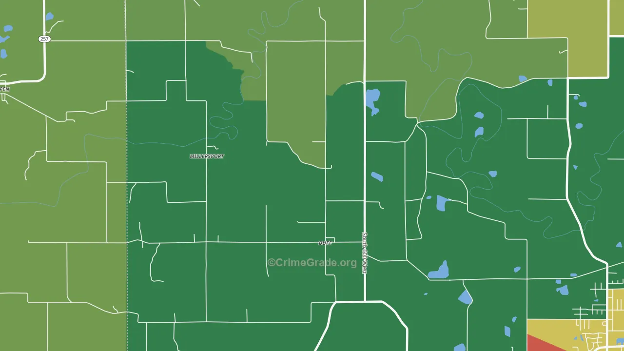 Duff, IN Map of Theft Rates