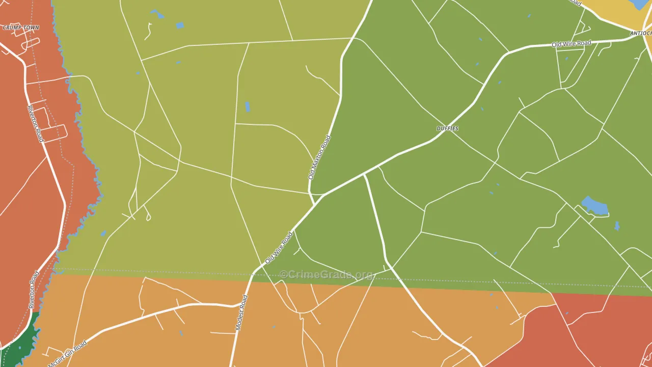Duffies, NC Map of Theft Rates