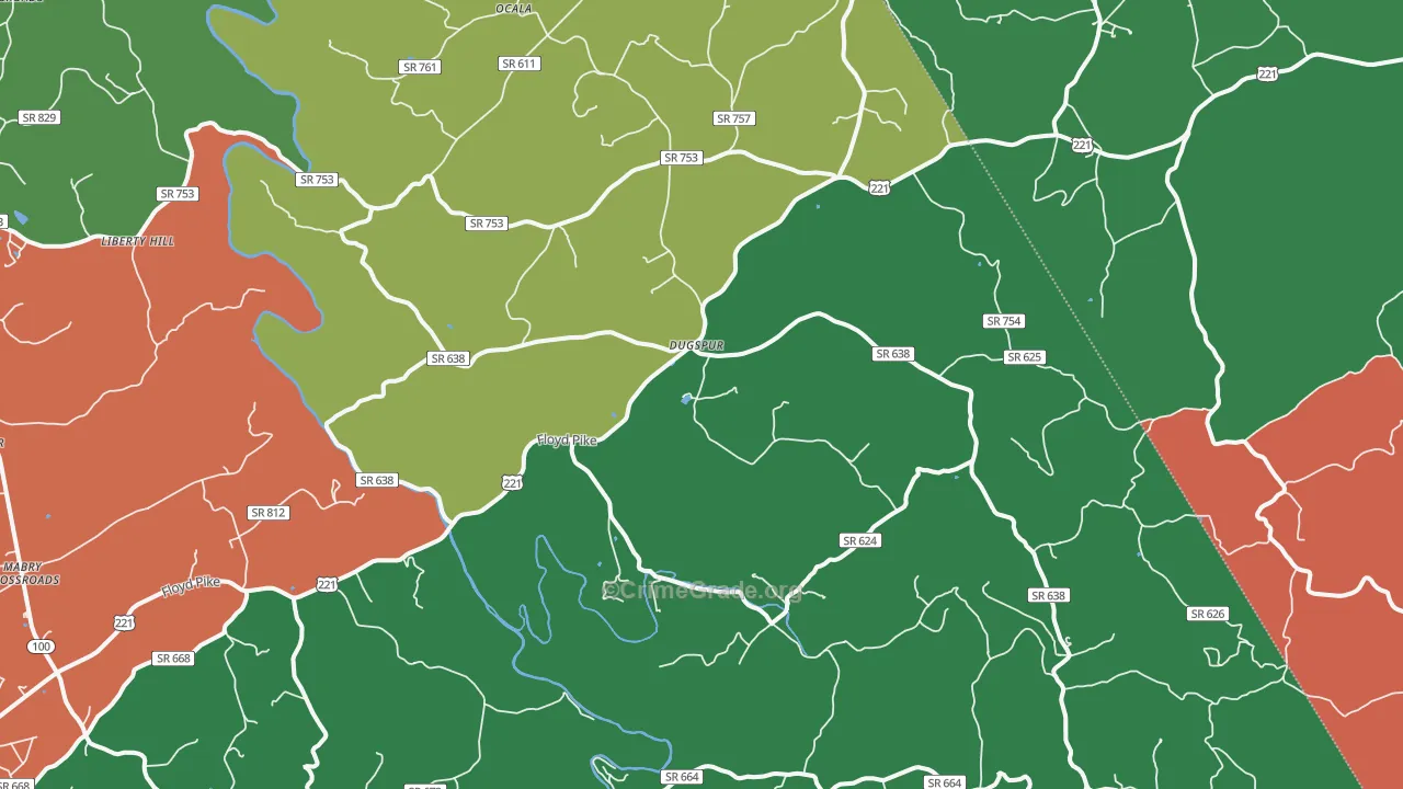 Dugspur, VA Map of Theft Rates