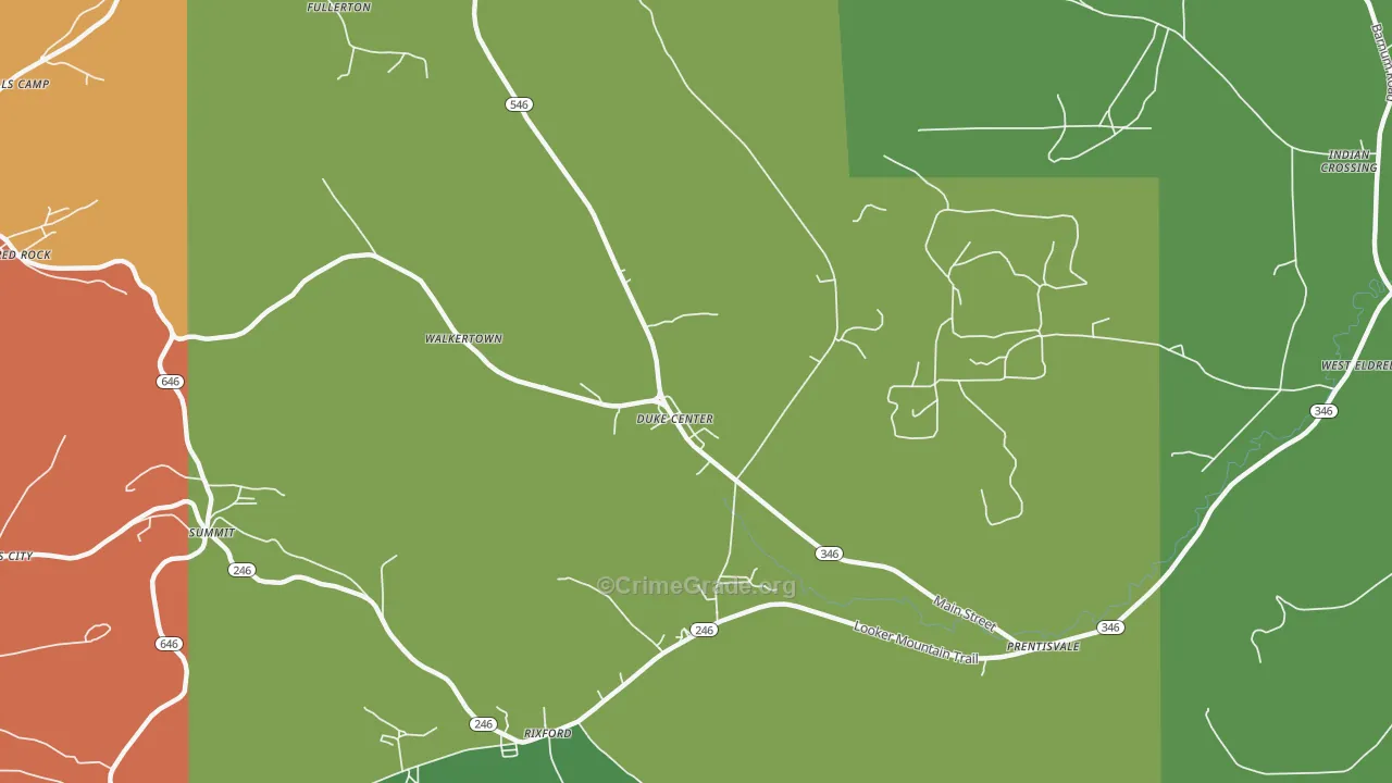 Duke Center, PA Map of Theft Rates