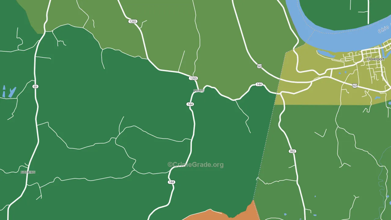 Dukes, KY Map of Theft Rates