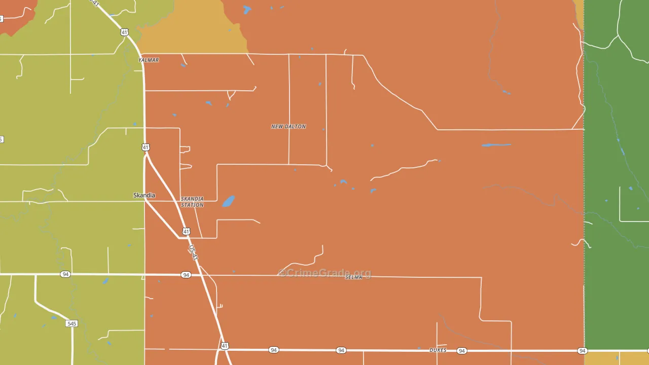 Dukes, MI Map of Theft Rates
