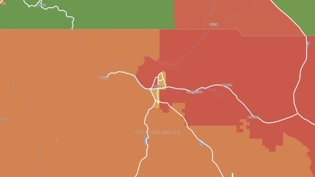 Dulce, NM Map of Theft Rates