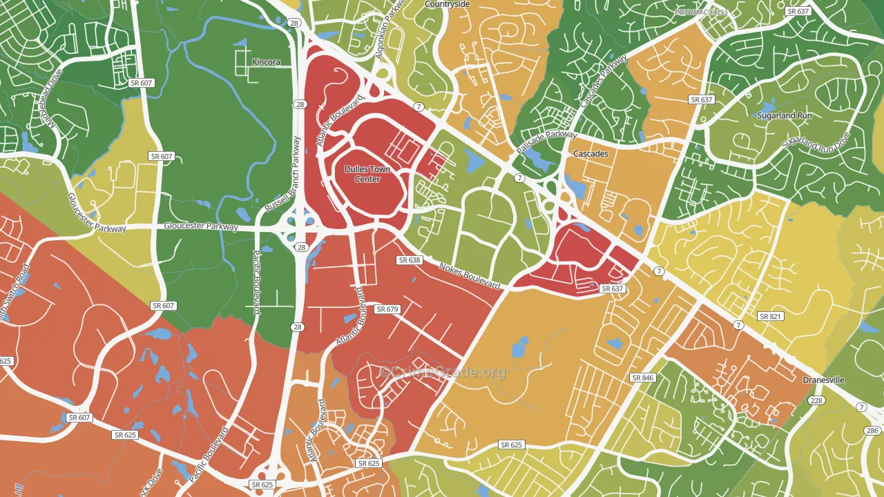 Dulles Town Center, VA Map of Theft Rates