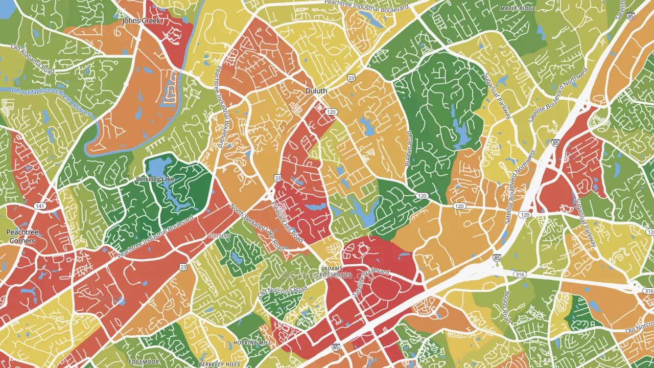 Duluth, GA Map of Theft Rates
