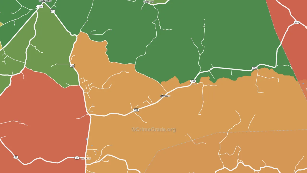 Duluth, KY Map of Theft Rates