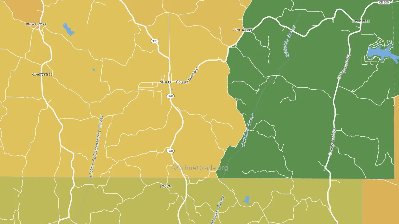 Dumas, MS Map of Theft Rates