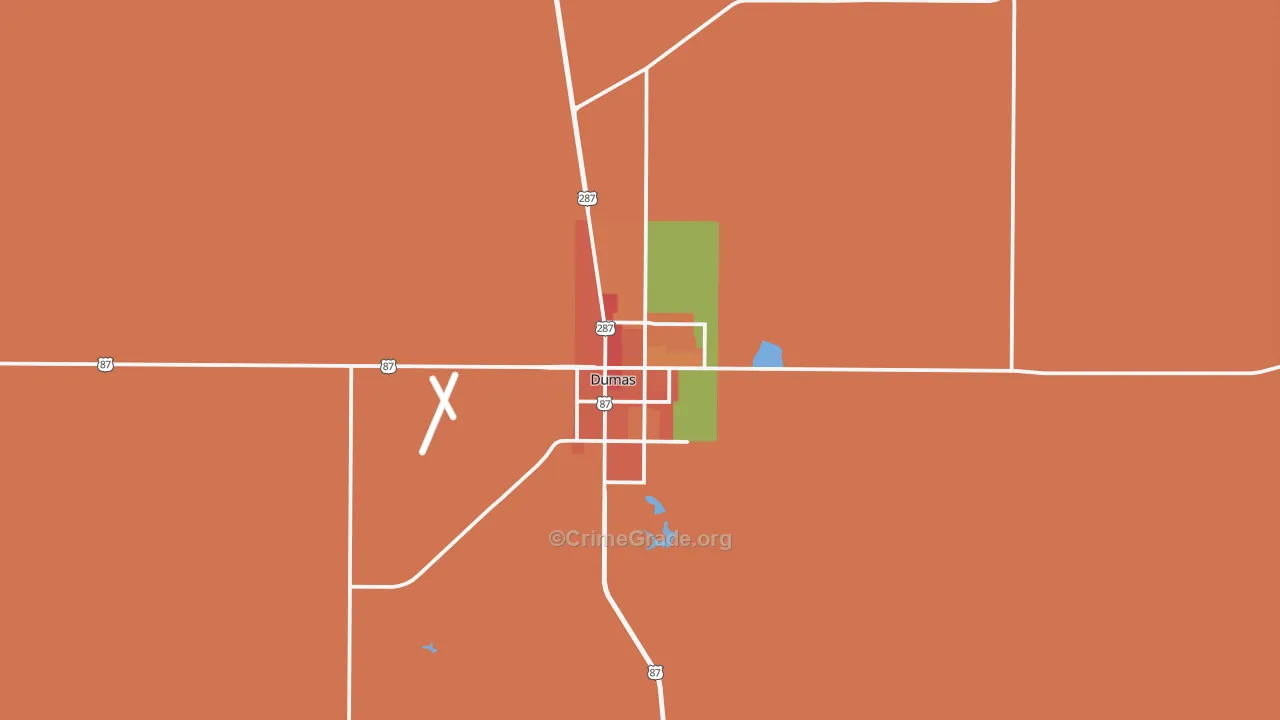 Dumas, TX Map of Theft Rates