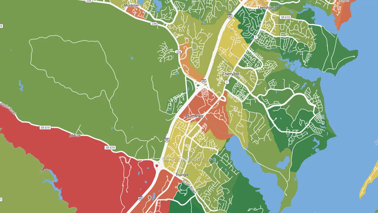 Dumfries, VA Map of Theft Rates