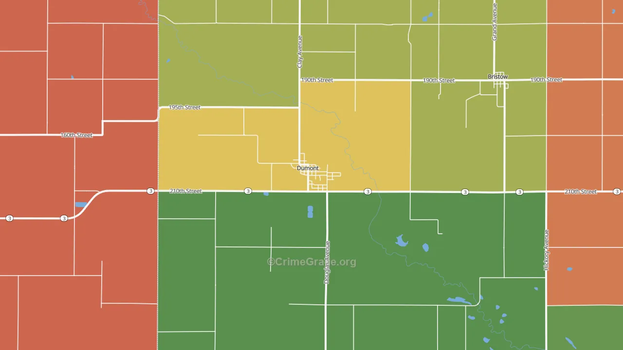Dumont, IA Map of Theft Rates