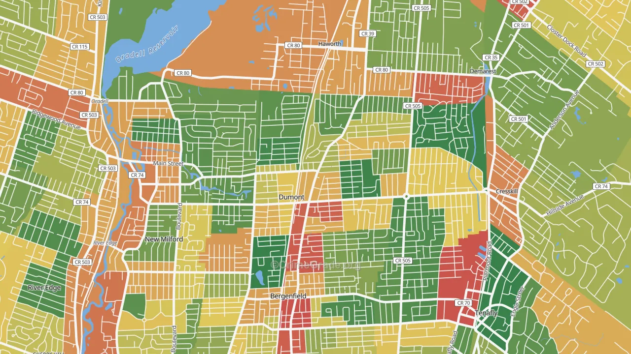 Dumont, NJ Map of Theft Rates