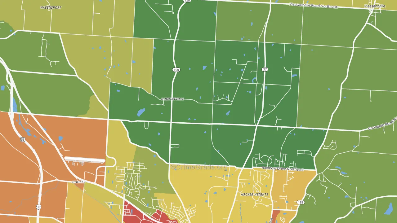 Dumontville, OH Map of Theft Rates