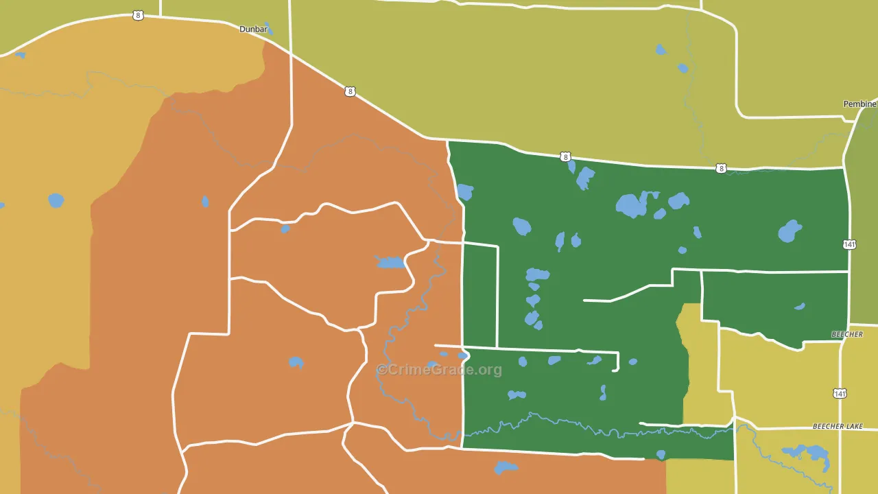 Dunbar, WI Map of Theft Rates
