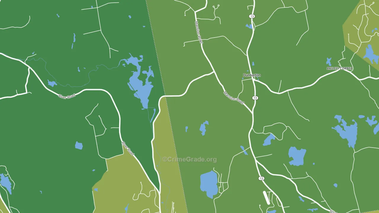 Dunbarton Center, NH Map of Theft Rates