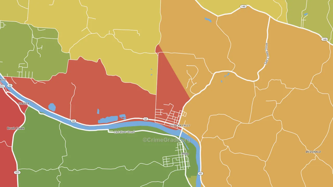 Duncan Falls, OH Map of Theft Rates