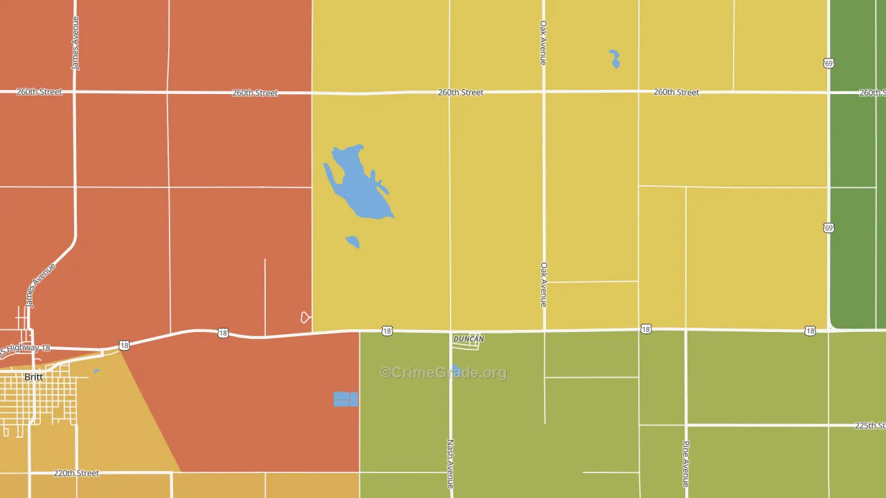 Duncan, IA Map of Theft Rates