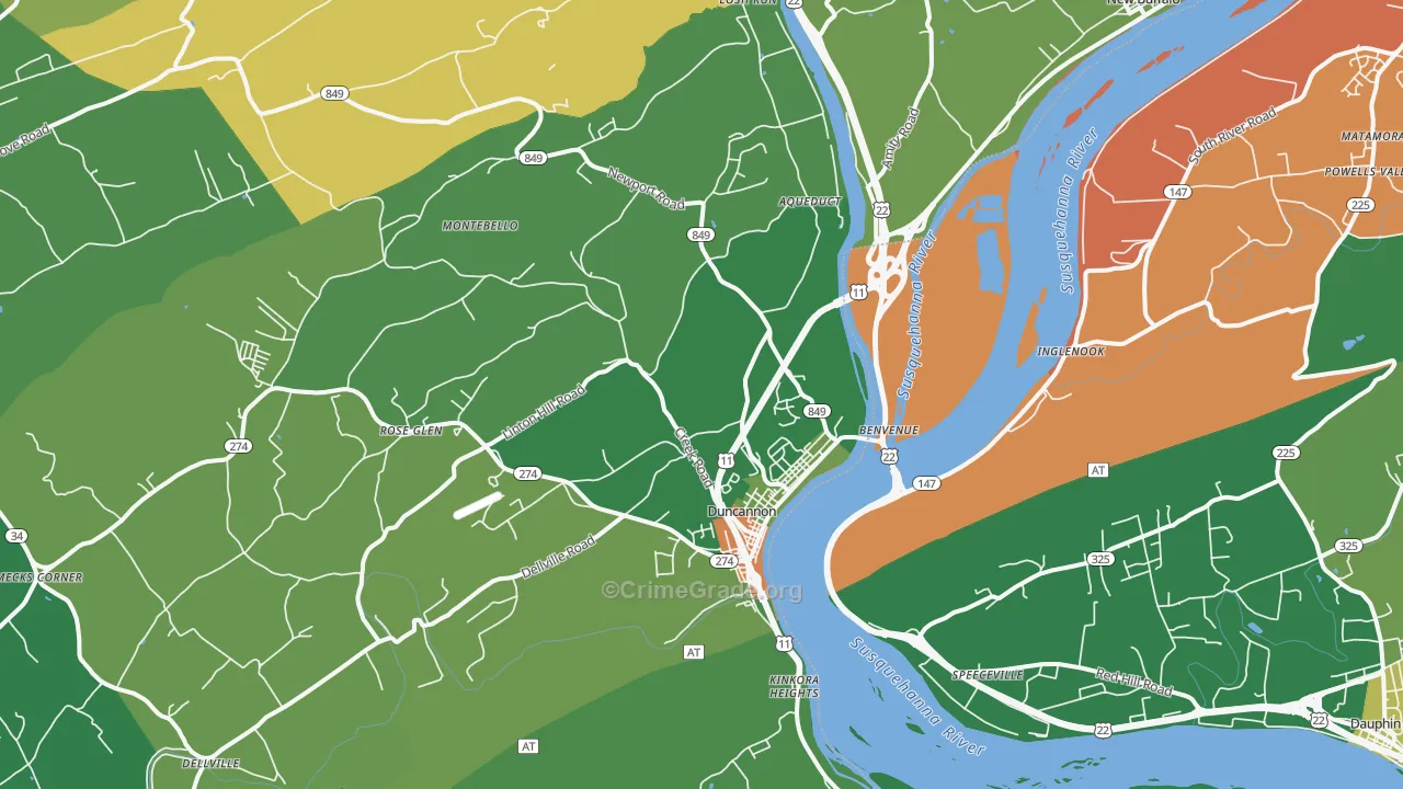 Duncannon, PA Map of Theft Rates