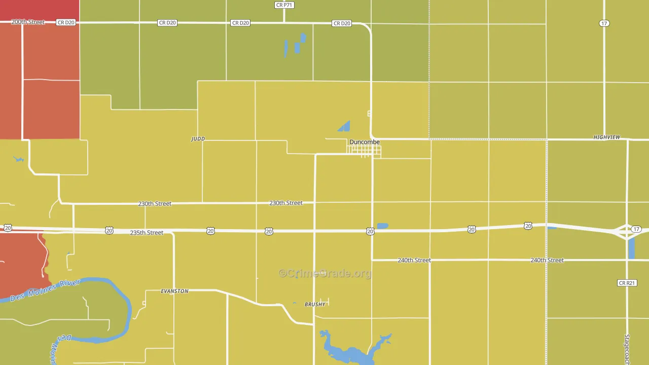 Duncombe, IA Map of Theft Rates