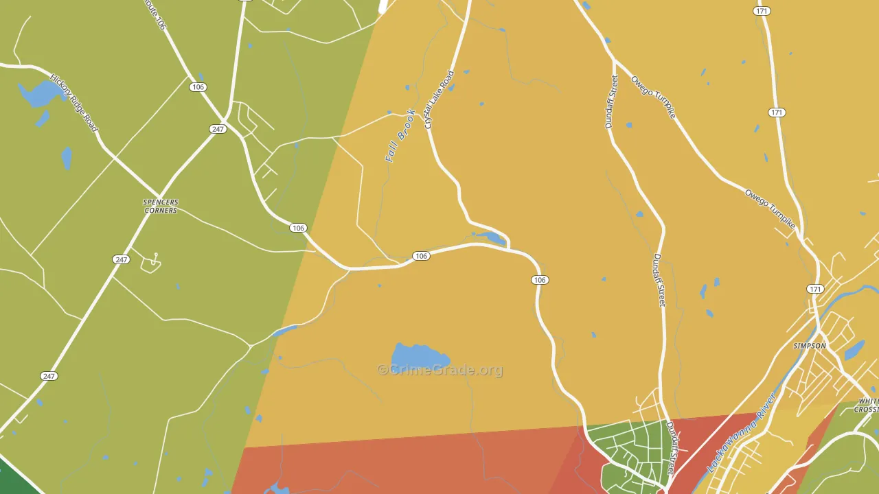 Dundaff, PA Map of Theft Rates