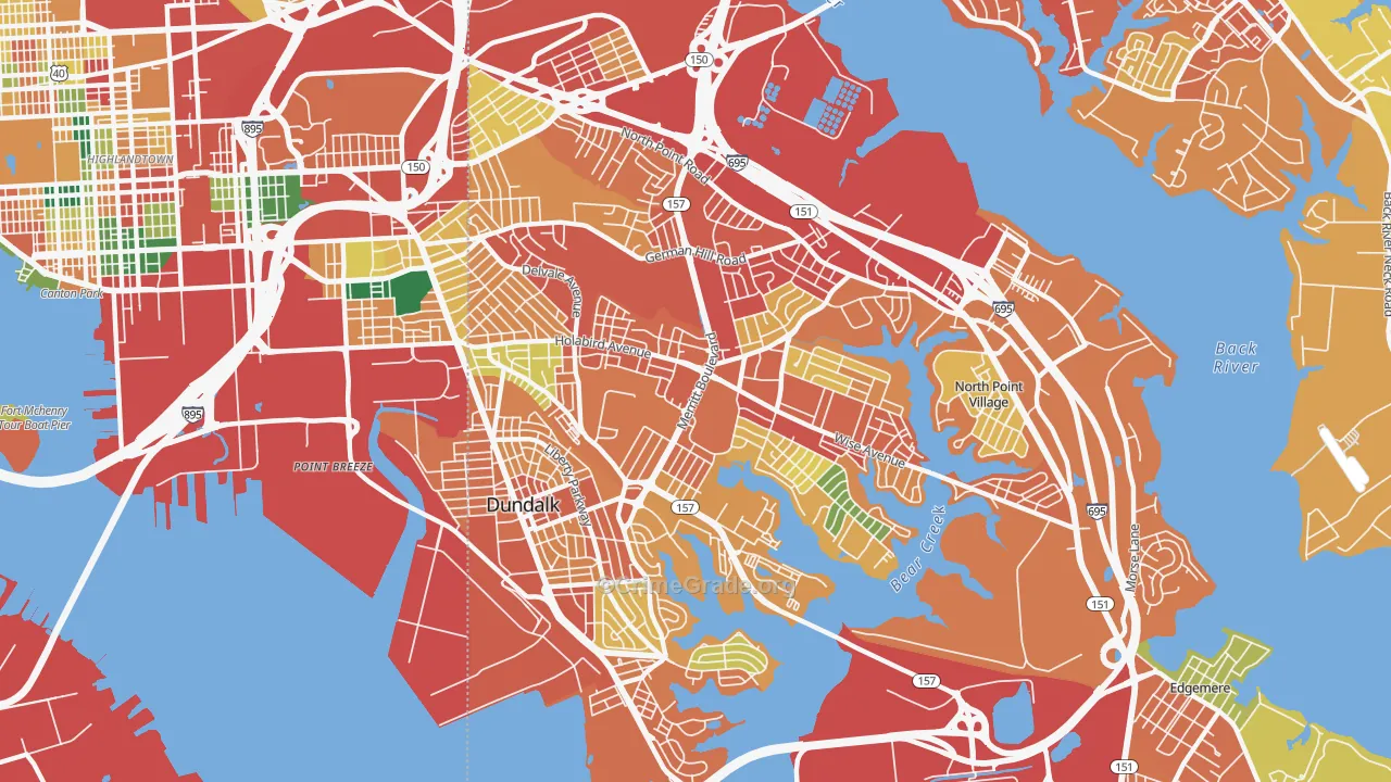 Dundalk, MD Map of Theft Rates