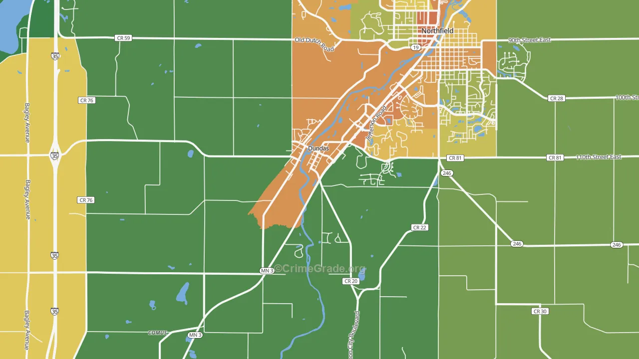 Dundas, MN Map of Theft Rates