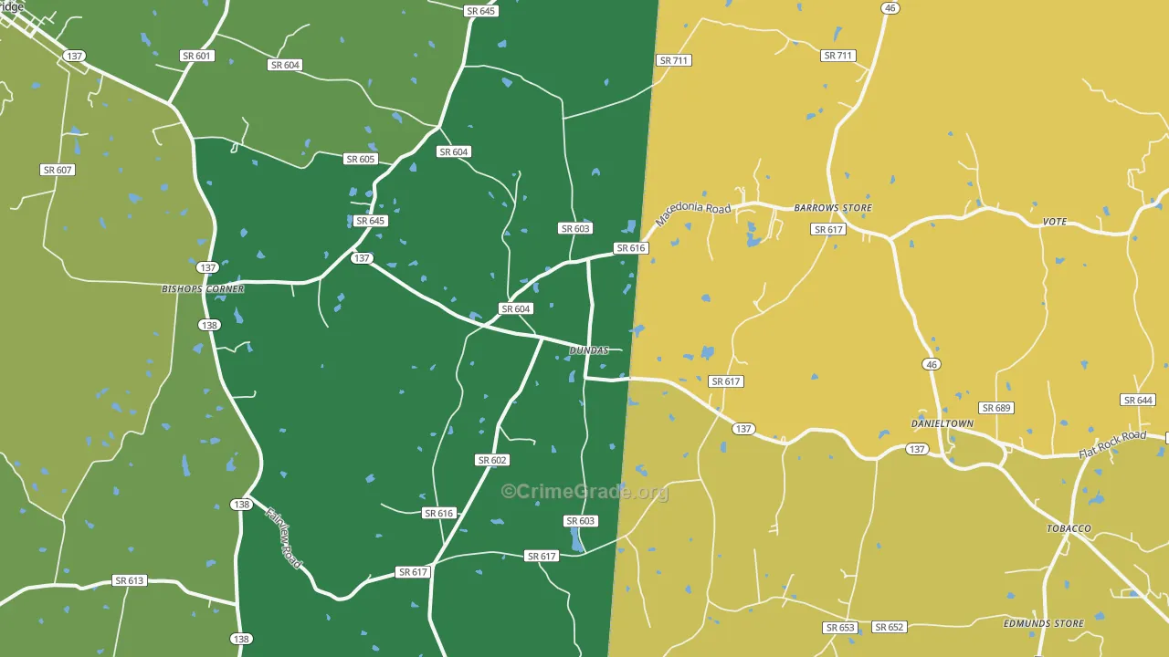 Dundas, VA Map of Theft Rates