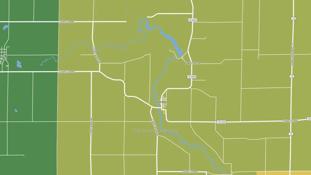 Dundee, IA Map of Theft Rates
