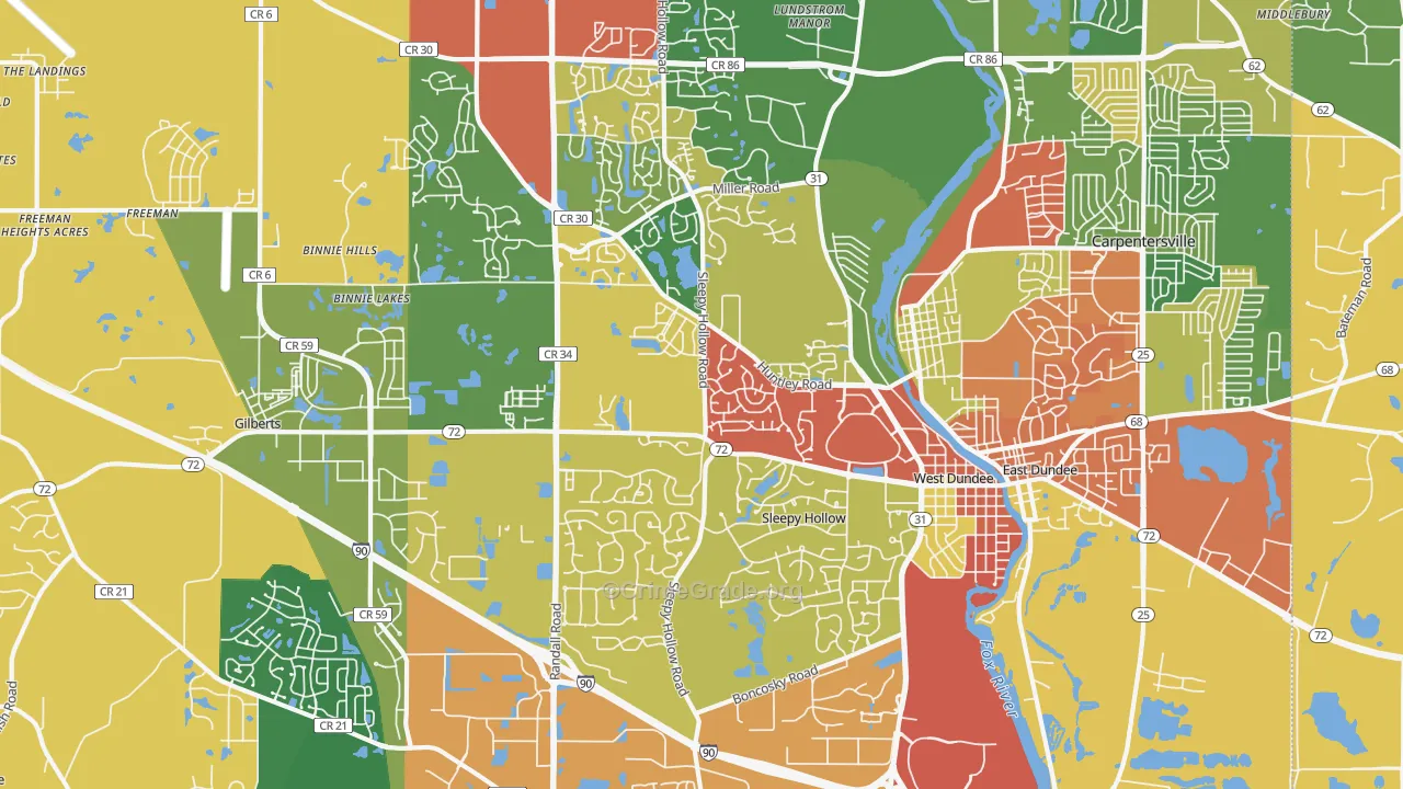 Dundee, IL Map of Theft Rates