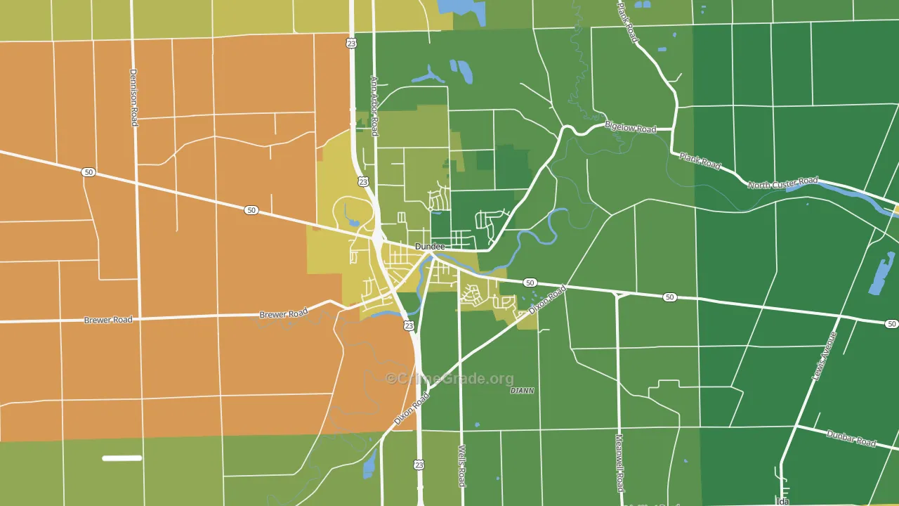 Dundee, MI Map of Theft Rates