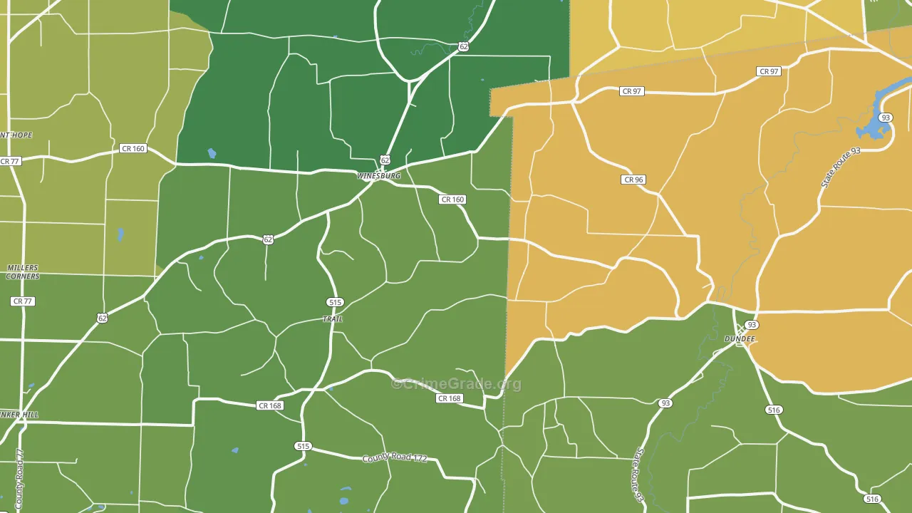 Dundee, OH Map of Theft Rates