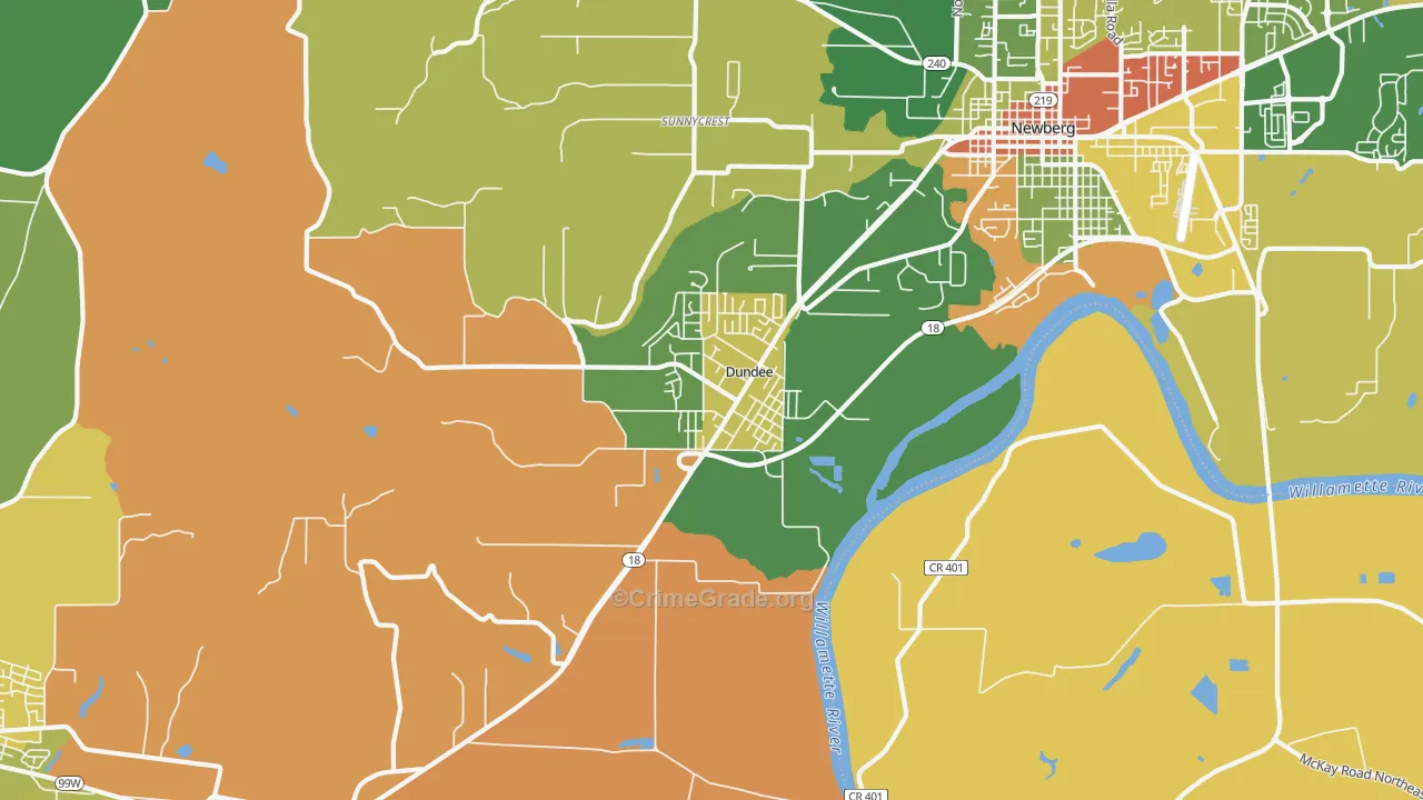 Dundee, OR Map of Theft Rates